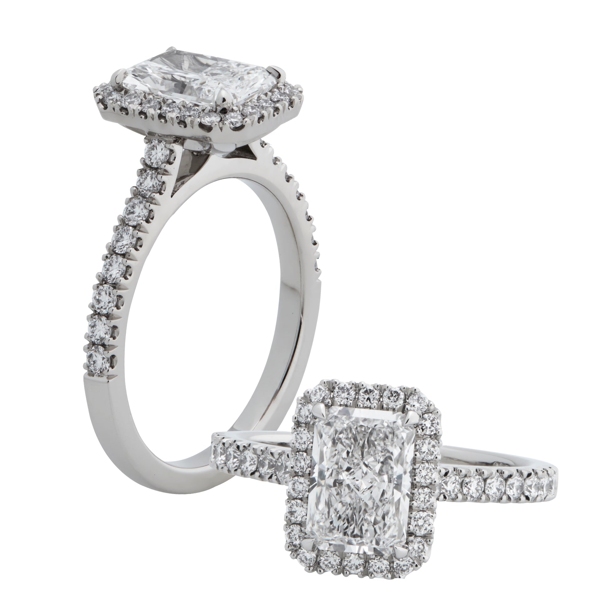 Arielle - 1.5CT Radiant Brilliant Halo - Diamond Band