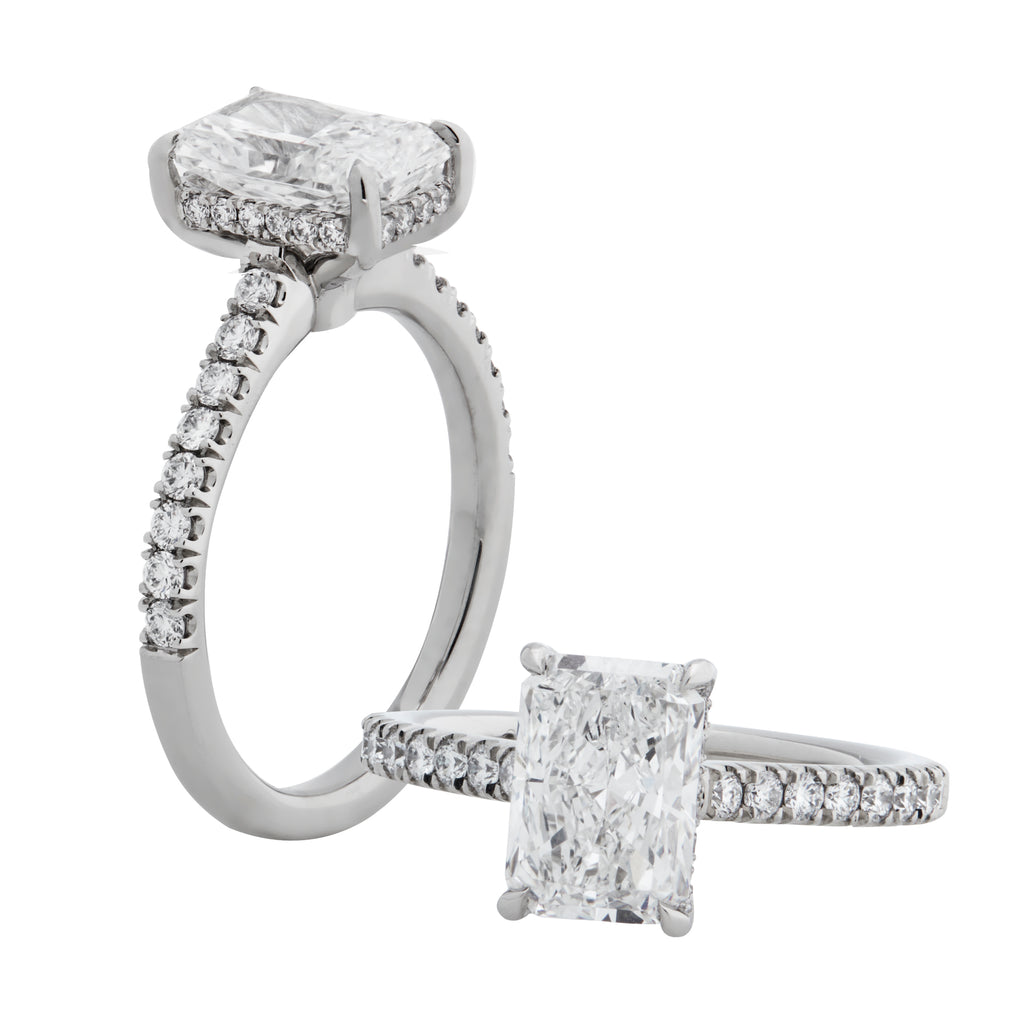 Jasmine - 2CT Radiant Brilliant -  Hidden Halo  - Diamond Band
