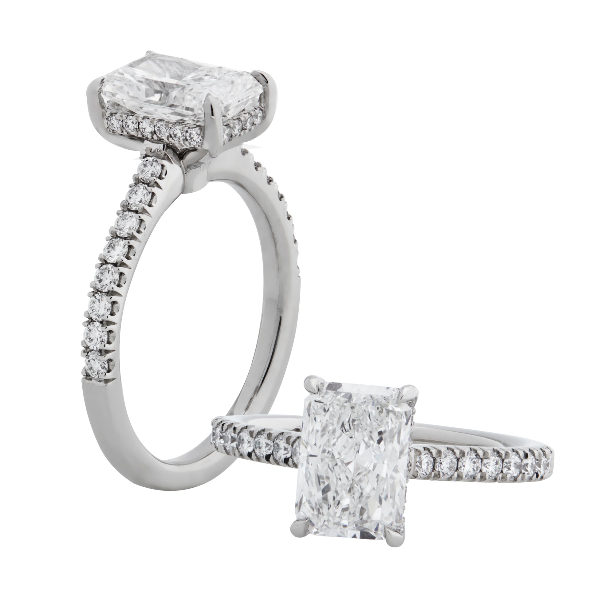 Jasmine - 2CT Radiant Brilliant -  Hidden Halo  - Diamond Band