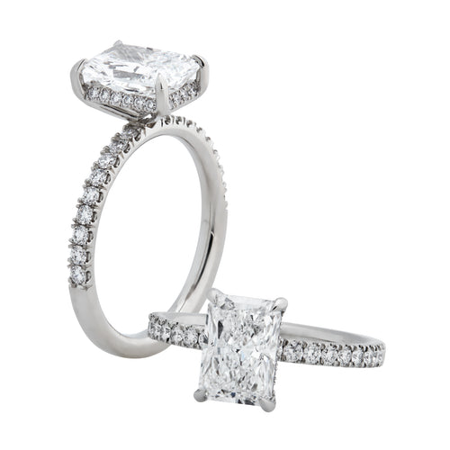 Alexandria - 2CT Radiant Brilliant -  Hidden Halo  - Round Diamond Band