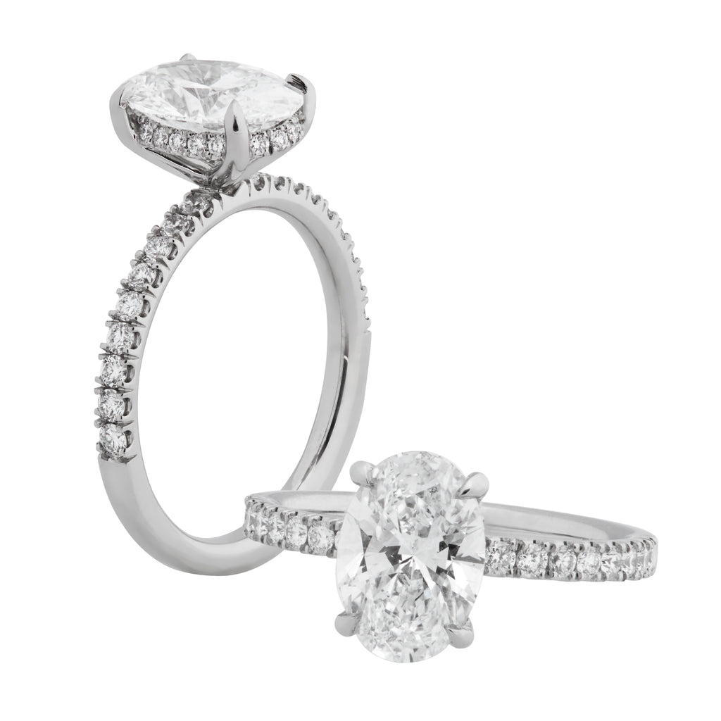 Audrey - 2CT Oval Brilliant -  Hidden Halo  - Round Diamond Band