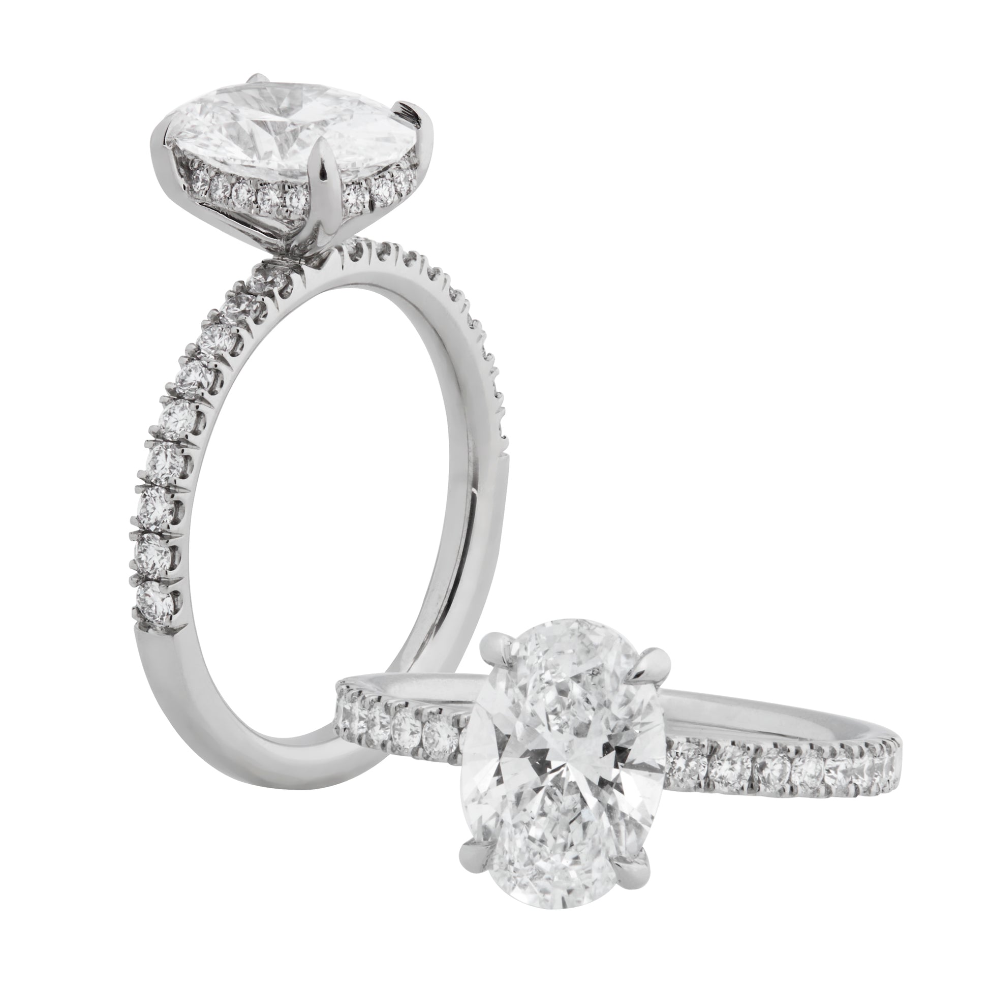 Audrey - 2CT Oval Brilliant -  Hidden Halo  - Round Diamond Band