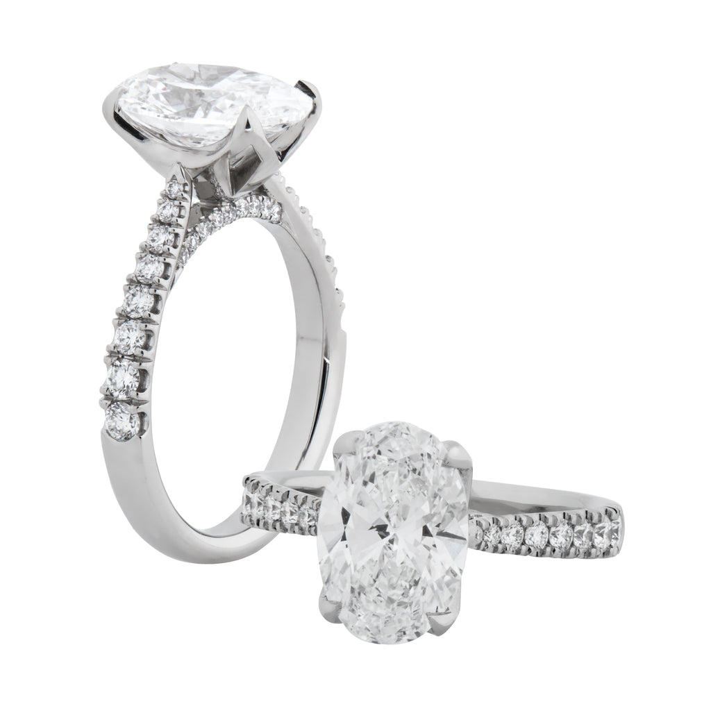 Antoinette - 3CT Oval Brilliant Diamond -  Diamond Band - Diamond Under Rail