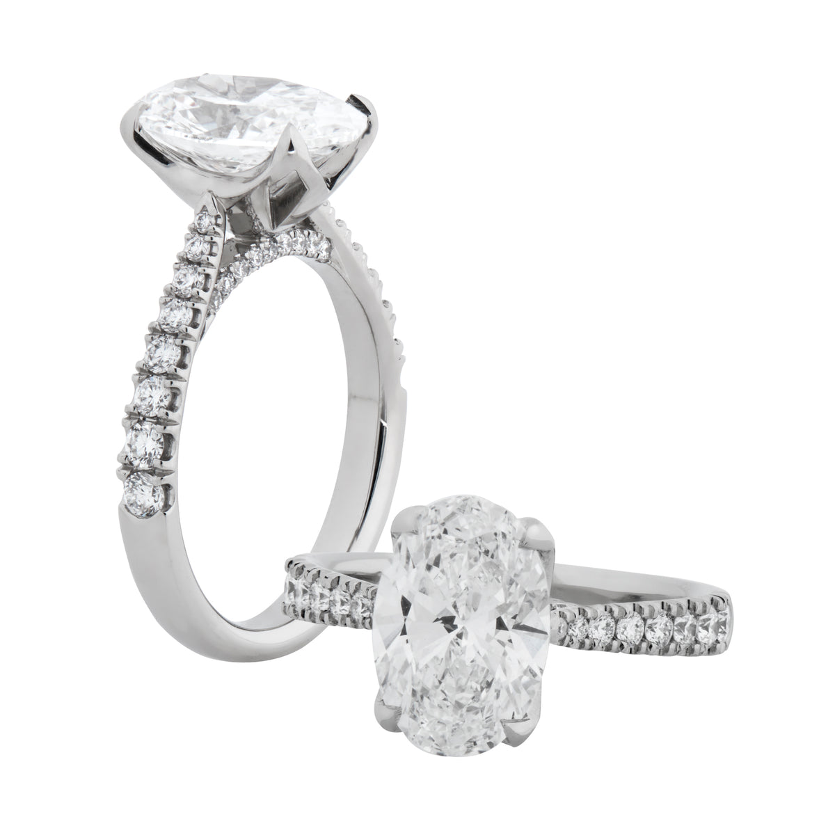 Antoinette - 3CT Oval Brilliant Diamond -  Diamond Band - Diamond Under Rail