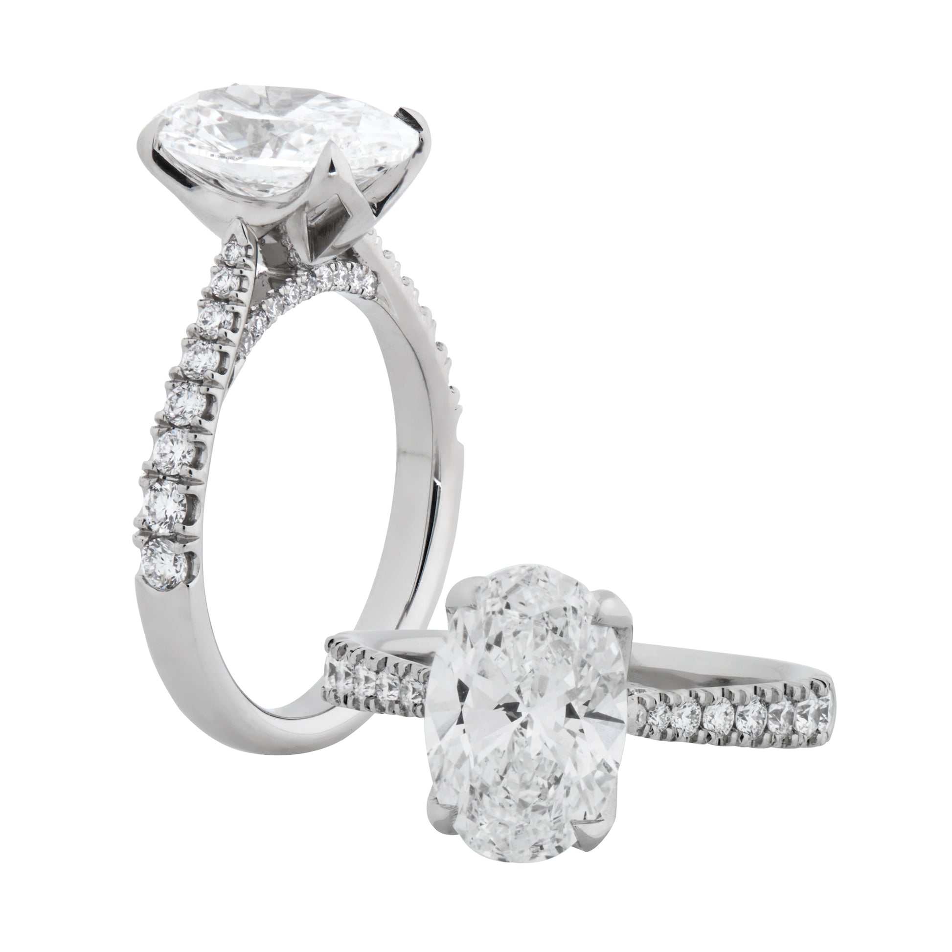 Antoinette - 3CT Oval Brilliant Diamond -  Diamond Band - Diamond Under Rail