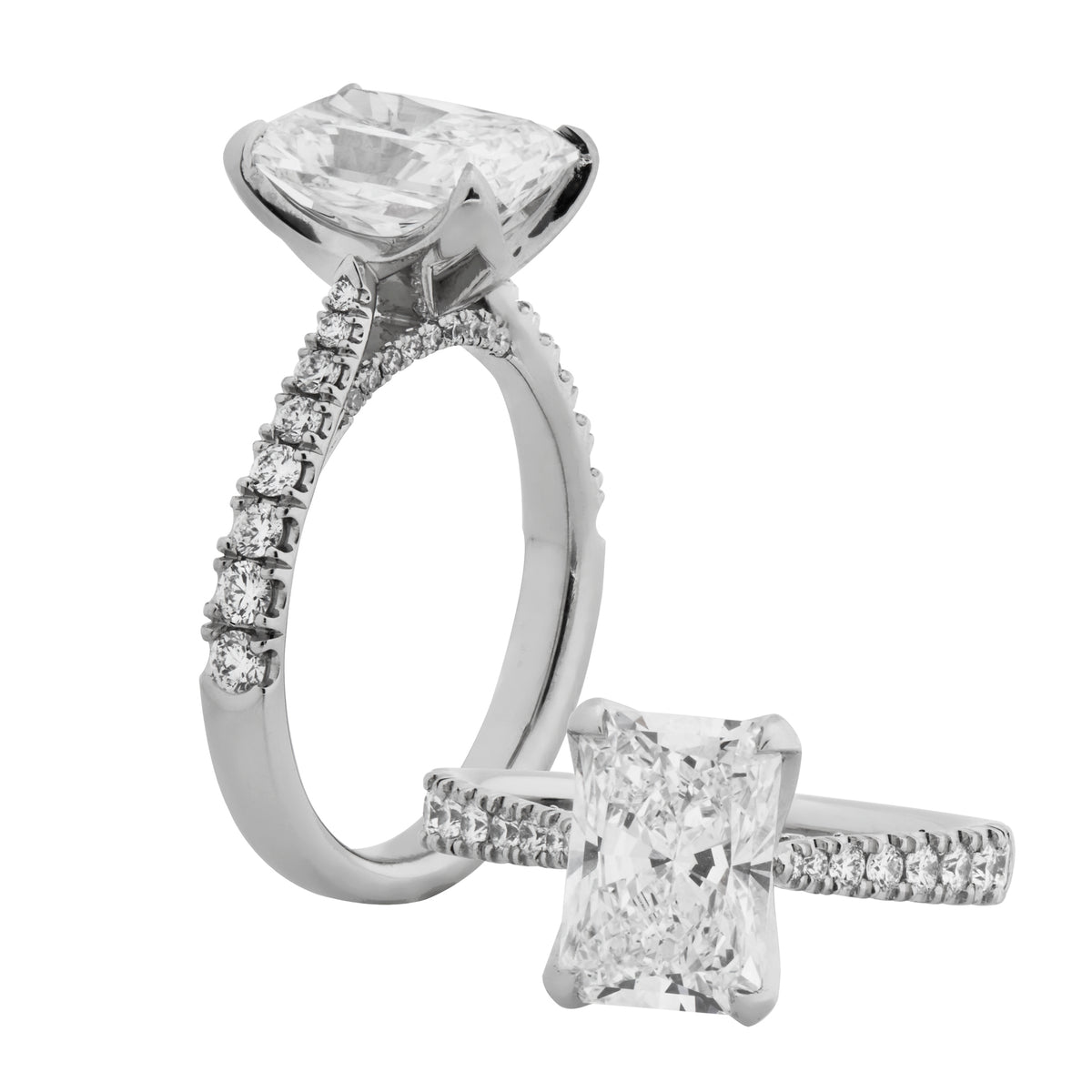 Phoebe - 3CT Radiant Brilliant Diamond -  Diamond Band - Diamond Under Rail