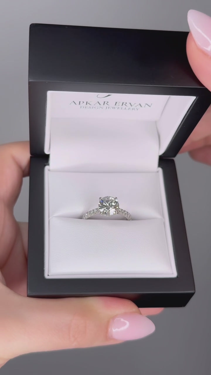 Estelle - 2CT Round Brilliant - Hidden Halo  - Diamond Band