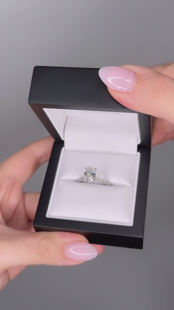 Audrey - 2CT Oval Brilliant -  Hidden Halo  - Round Diamond Band