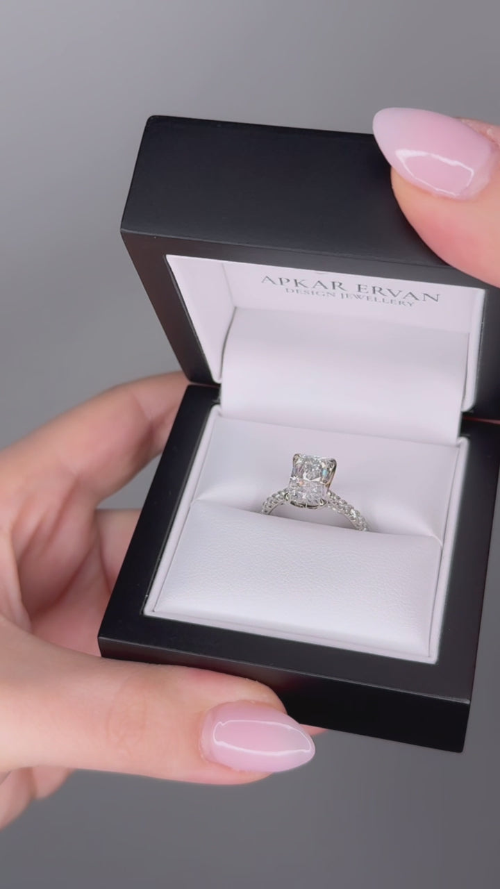 Phoebe - 3CT Radiant Brilliant Diamond -  Diamond Band - Diamond Under Rail