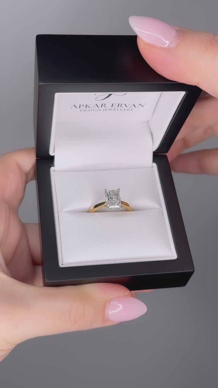 Noelle - 2CT Radiant Brilliant - Hidden Halo  - Solitaire