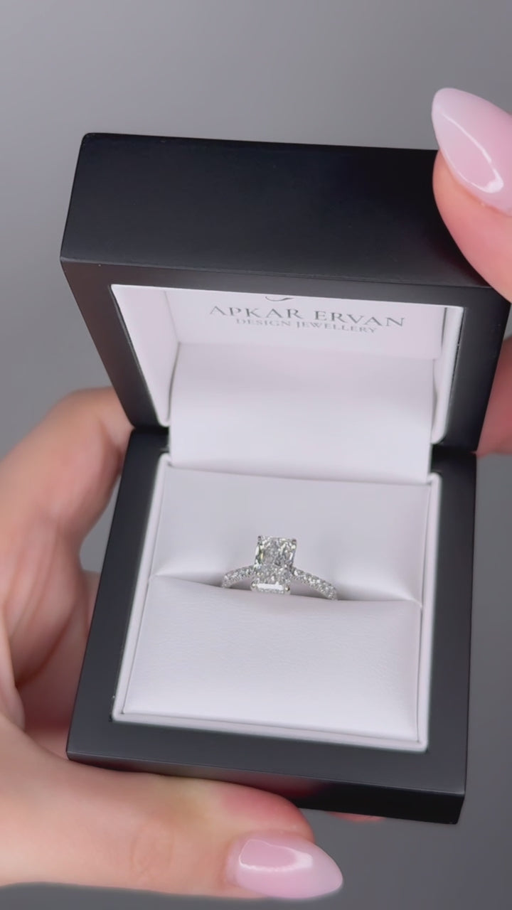 Jasmine - 2CT Radiant Brilliant -  Hidden Halo  - Diamond Band